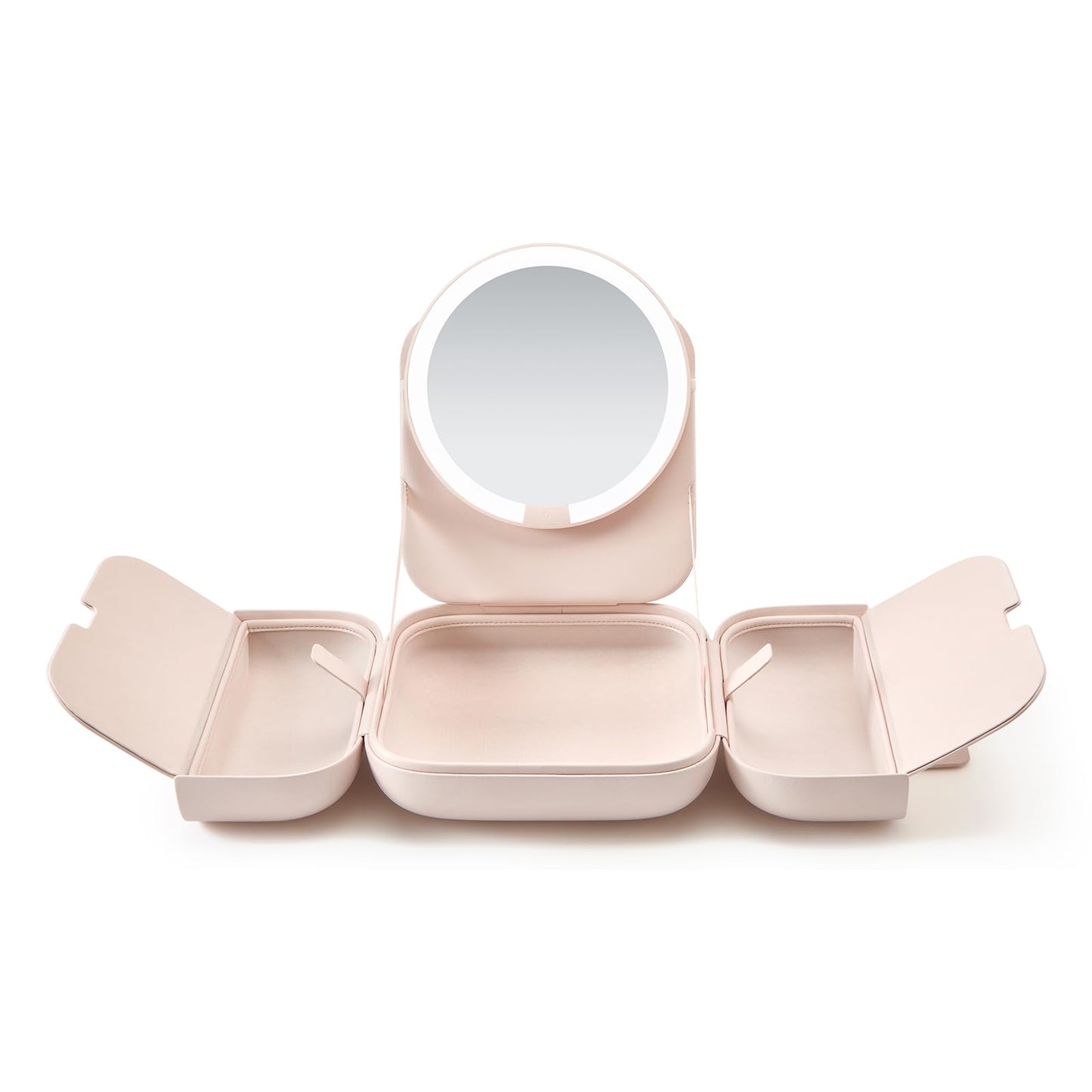 AMIRO M2 Travel Makeup Bag with 5 Level Brightness & 3 Color LED Mirror, Portable Makeup Artist Organizer, White