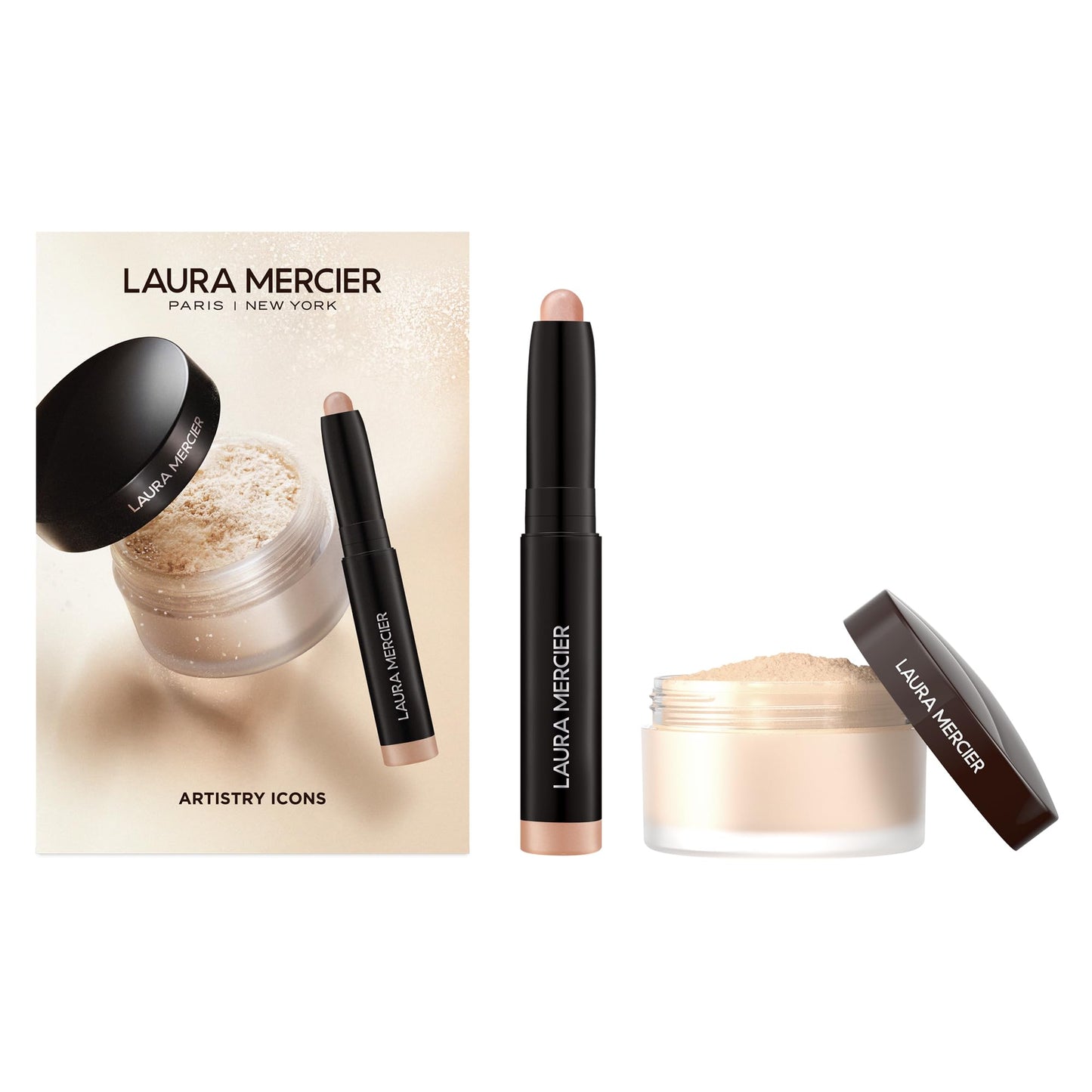 Laura Mercier Translucent Loose Setting Powder, 24HR Shine Control, Infused with Vitamins C + E, Soft Matte Finish, Normal to Oily Skin, 4 Shades for Virtually All Skin Tones, Artistry Icons Set