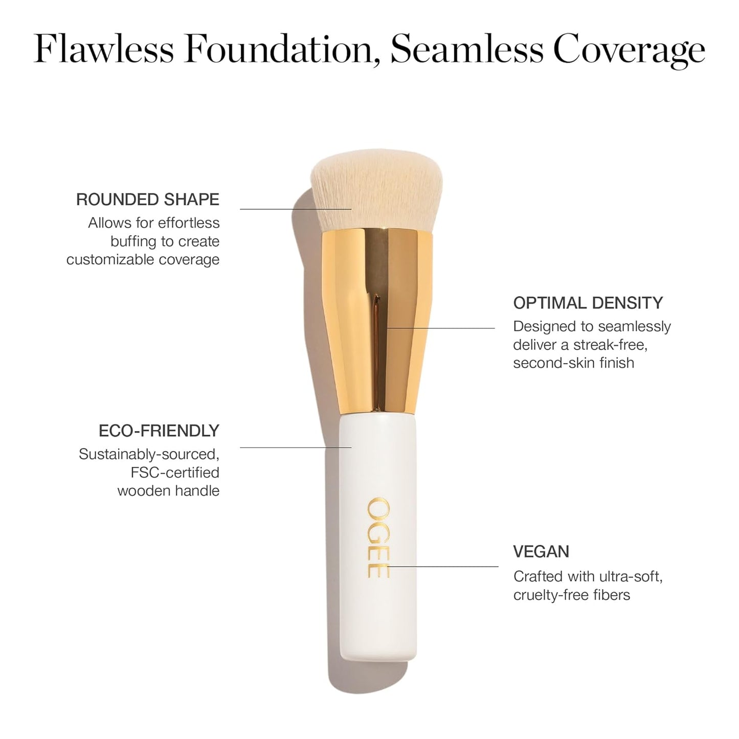 Ogee Makeup Brush Bundle - Includes Professional Quality Blender, Powder, Base, Precision Brushes & Makeup Cleanser