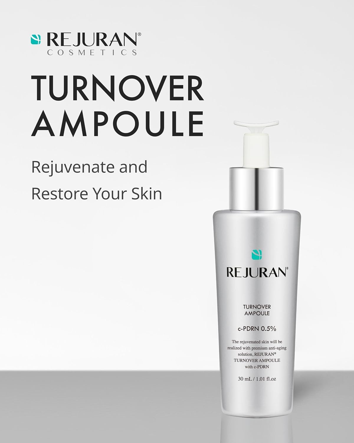 REJURAN® Turnover Ampoule, c-PDRN® – Original Salmon DNA PDRN Face Serum for Firming, Hydrating, Radiant Glass Skin with Visible Anti-Aging Results. Korean Skin Care, Clinically Developed (1.01 fl oz)