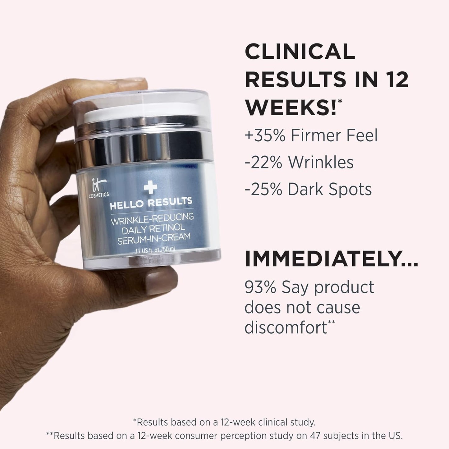 IT Cosmetics Hello Results Wrinkle-Reducing Daily Retinol Serum-in-Cream - Firming & Anti-Aging Retinol Face Cream with Niacinamide, Vitamin B5 & Vitamin E