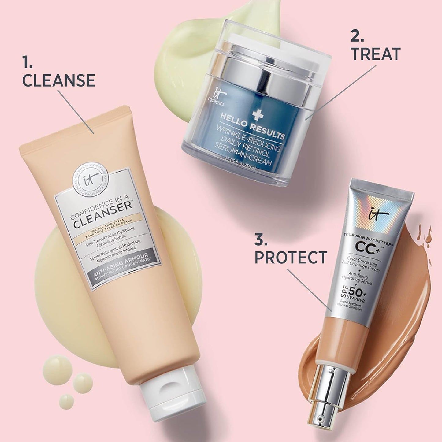 IT Cosmetics Hello Results Wrinkle-Reducing Daily Retinol Serum-in-Cream - Firming & Anti-Aging Retinol Face Cream with Niacinamide, Vitamin B5 & Vitamin E