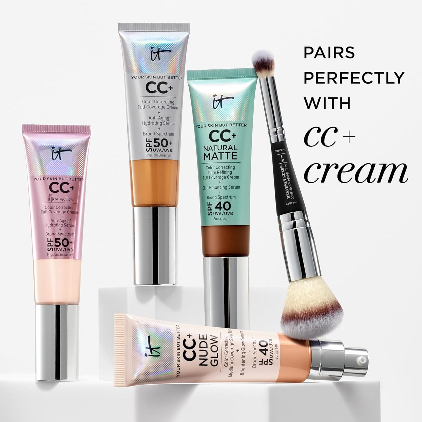 IT Cosmetics Heavenly Luxe Complexion Perfection Brush #7 - Foundation & Concealer Brush in One - Soft Bristles - Pro-Hygienic & Ideal for Sensitive Skin Multicolor