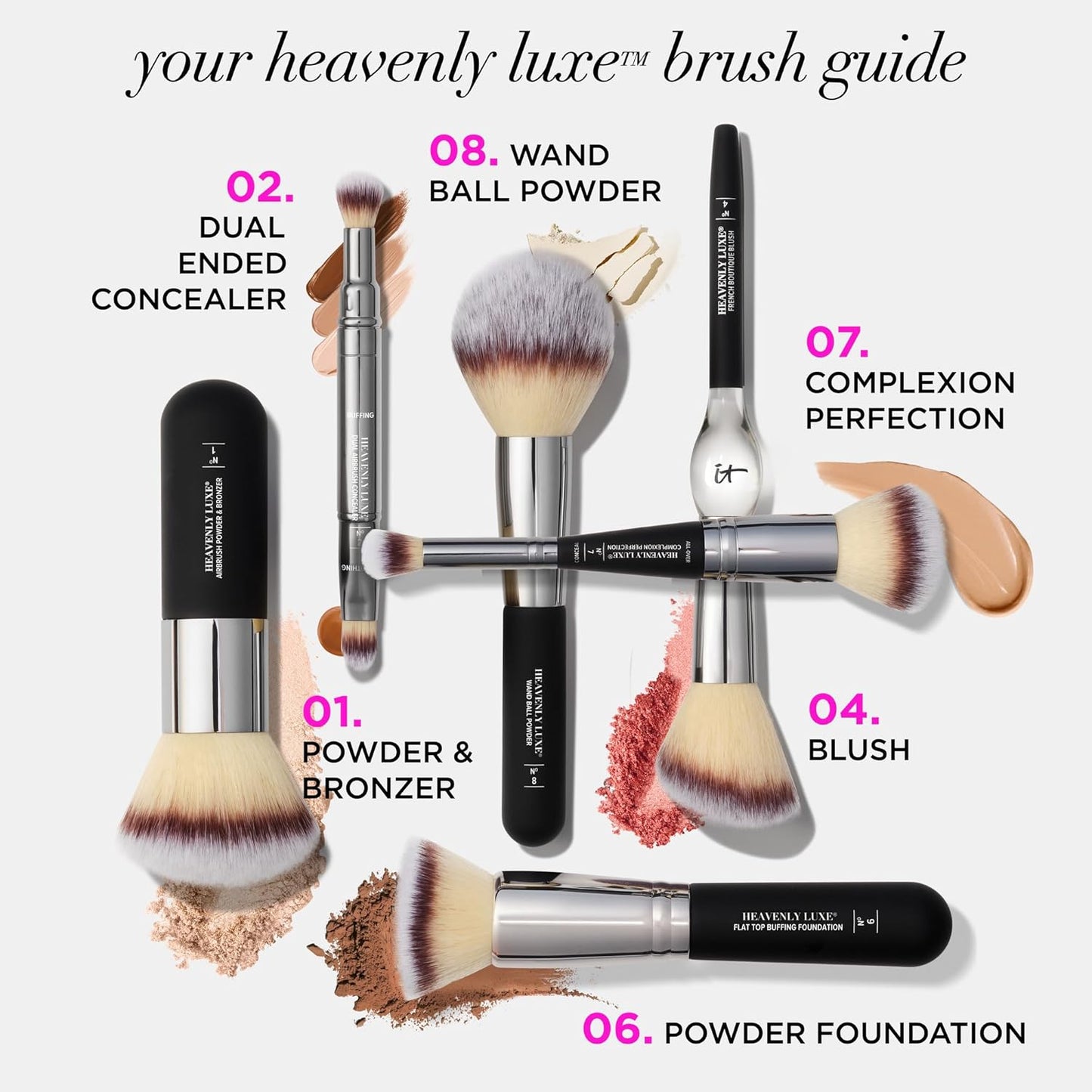 IT Cosmetics Heavenly Luxe Complexion Perfection Brush #7 - Foundation & Concealer Brush in One - Soft Bristles - Pro-Hygienic & Ideal for Sensitive Skin Multicolor